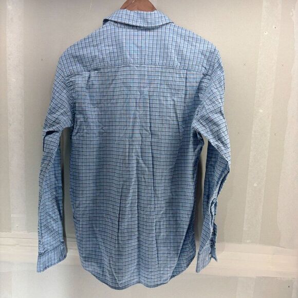 LL Bean Button Shirt Mens Large Tall Blue Plaid Slightly Fitted M Coolmax EUC - Picture 2 of 6